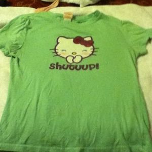 'Shutuup' green hello kitty
