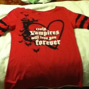 'Only vampires will live u forever' pink & black