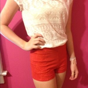 Red and lace shorts