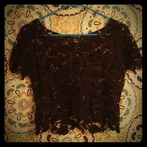 Black lace crop top