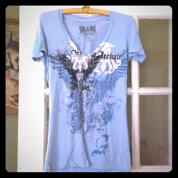 Blue v cut Archaic t shirt