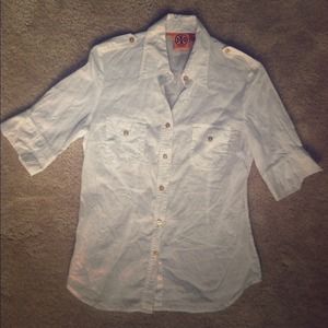 Tory Burch collared button down top size 6 white