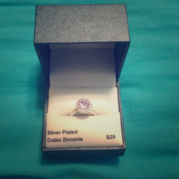 Silver plated cubic zirconia ring