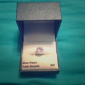 Silver plated cubic zirconia ring
