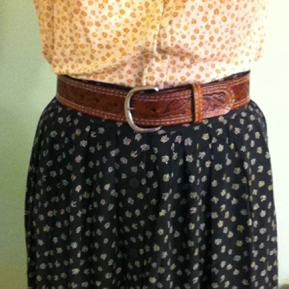 Floral Green High-waisted Skirt - Picture 4 of 4