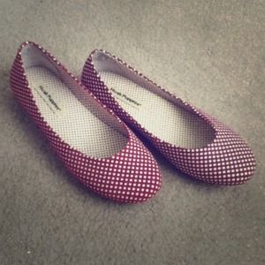 Red and White polka dot Hush Puppies