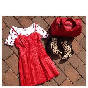 Free People Red Vegan Leather Dress