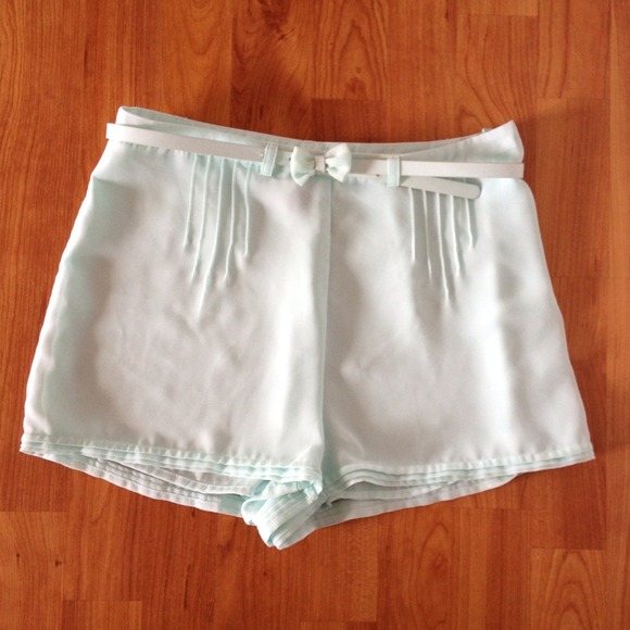 SOLD-High waisted Tiffany blue shorts