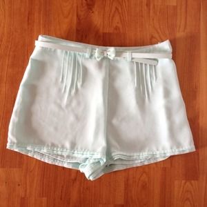 SOLD-High waisted Tiffany blue shorts