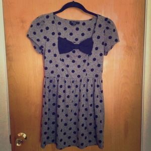 Forever 21 Polka Dot Dress adorned with black bow