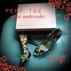 NEW LOW PRICE! multicolor neon peep toe high heels