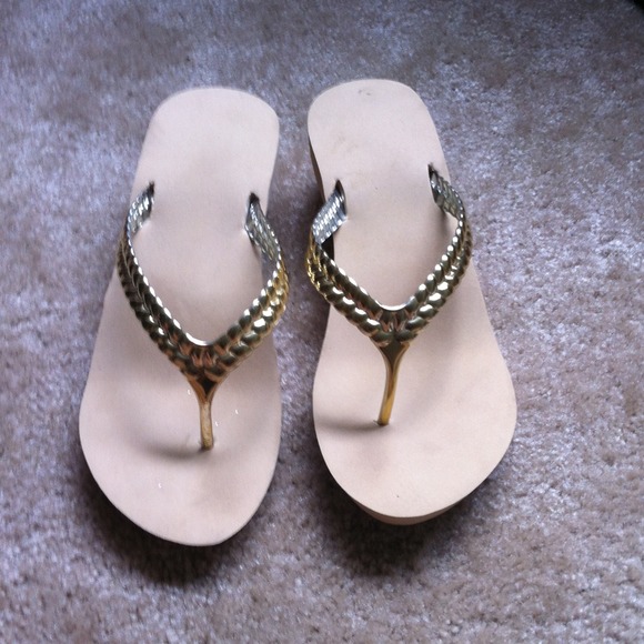 Gold flip flops