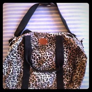 Pink leopard print duffle bag