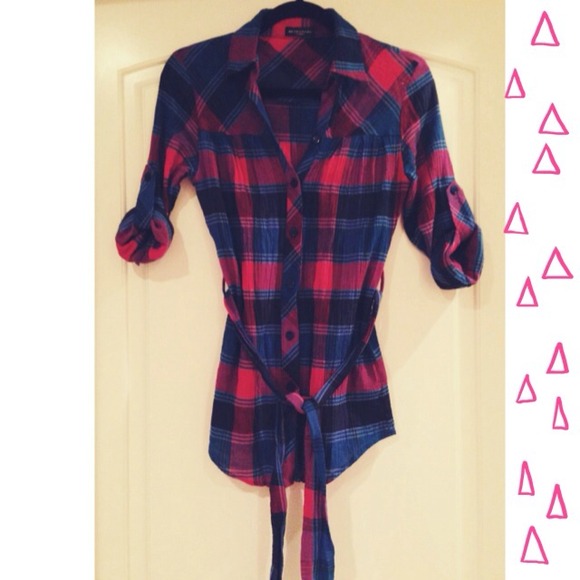 **REDUCED** Metropark Checkered Blouse with Belt - Picture 2 of 2