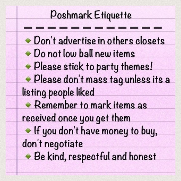 🎀POSHMARK ETIQUETTE COURTESY OF @tamrra🎀 - Picture 1 of 2