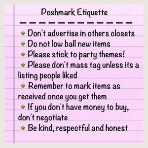 🎀POSHMARK ETIQUETTE COURTESY OF @tamrra🎀