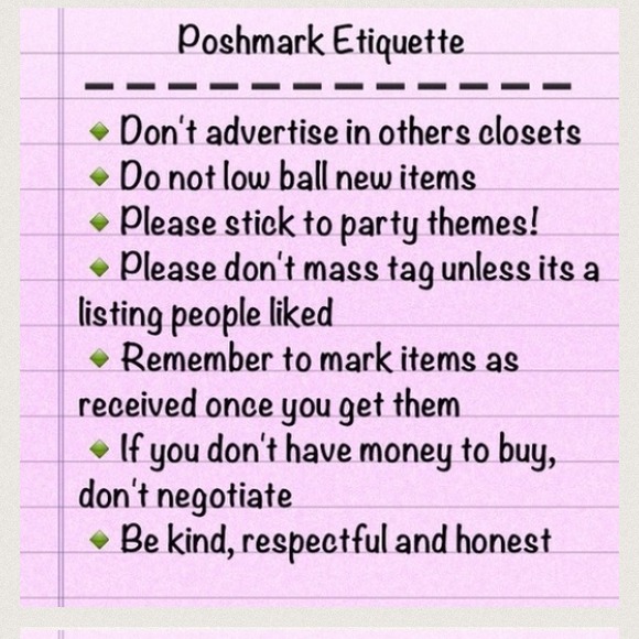 🚫POSHMARK ETIQUETTE COURTESY OF @lavender2013🚫