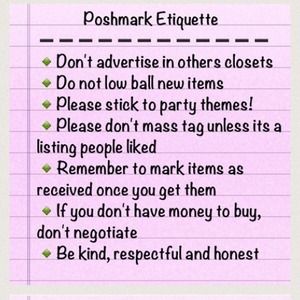 🚫POSHMARK ETIQUETTE COURTESY OF @lavender2013🚫