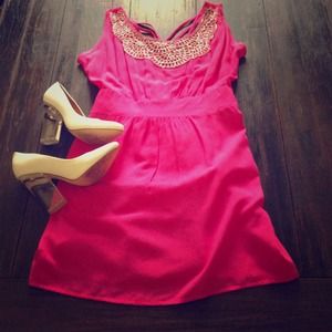 Hot pink silver detail dress