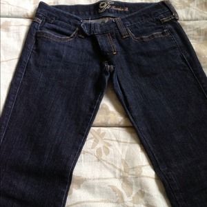 Frankie B dark wash (slight flare) jeans. Low-rise