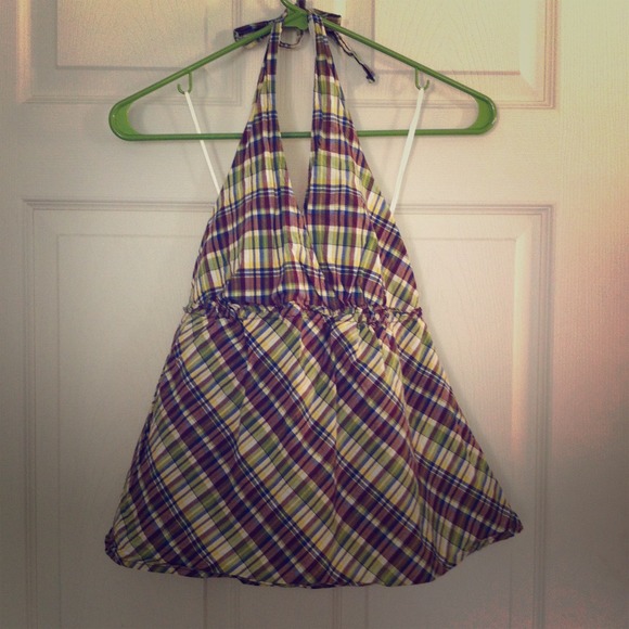 100% cotton plaid halter top