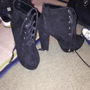 Black bootie heels