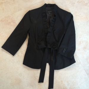 Limited 3/4 Sleeve Tie Front Ruffle Blazer