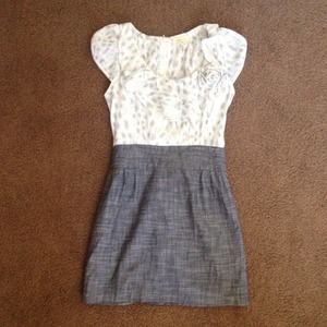 a white and gray dress