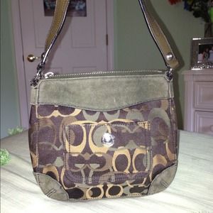 Authentic Mini Coach Green Canvas Bag