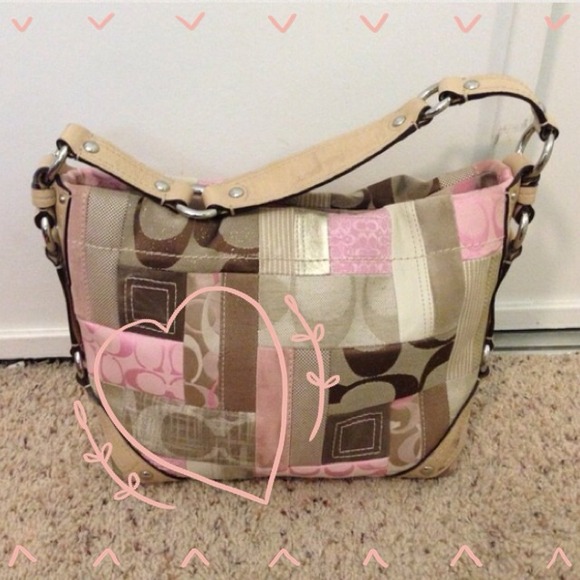 REDUCED Coach patch patterned pink and beige bag