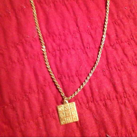 Kitschy sudoku gold necklace