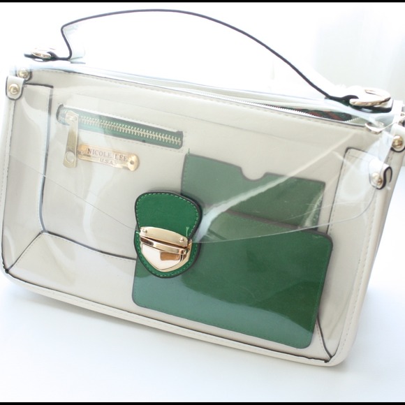 RESERVED Clear white & emerald handbag satchel - Picture 3 of 4