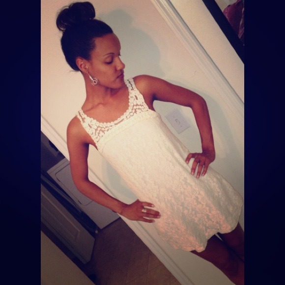 All white strap laced dress