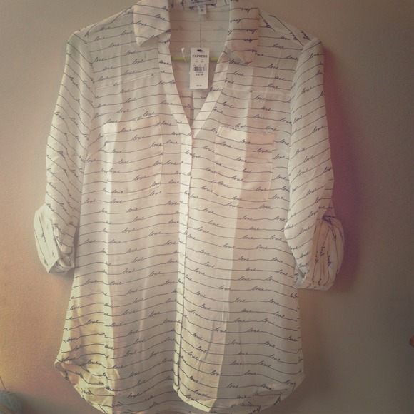 Chiffon "Love" Express button up (XS) with tag