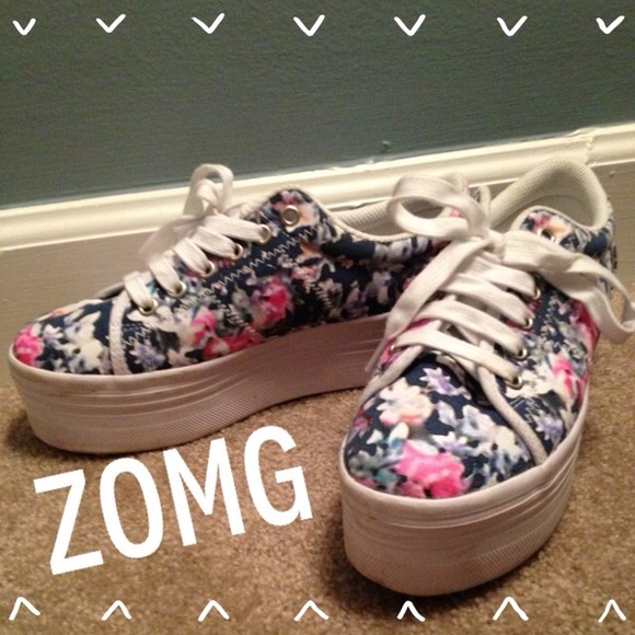 Jeffery Campbell ZOMG Floral Platform Shoes Sz 7.5