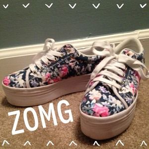 Jeffery Campbell ZOMG Floral Platform Shoes Sz 7.5