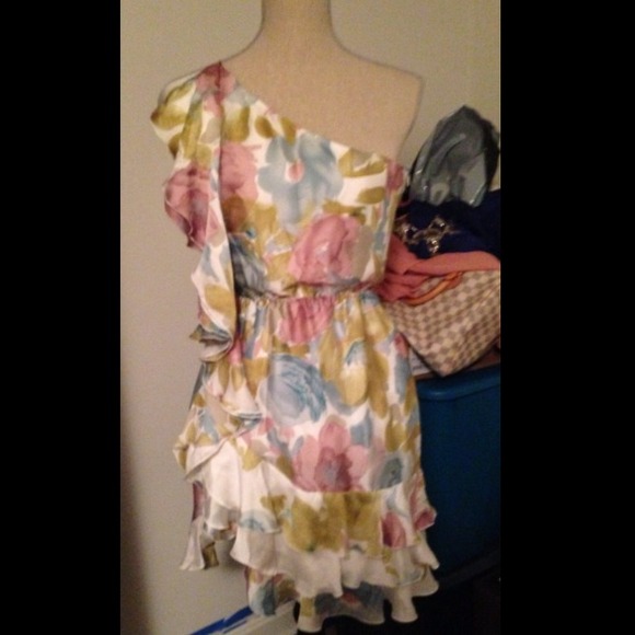one shoulder floral dress