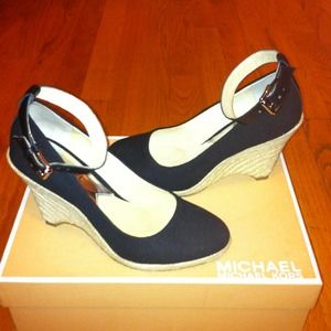 Michael Kors black meg canvas wedge woman 5.5