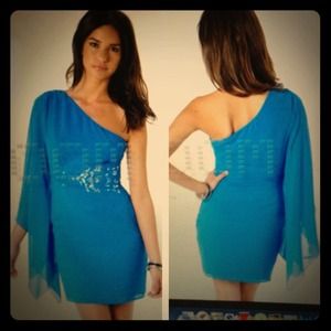 Lipsy one shoulder embellished blue dress