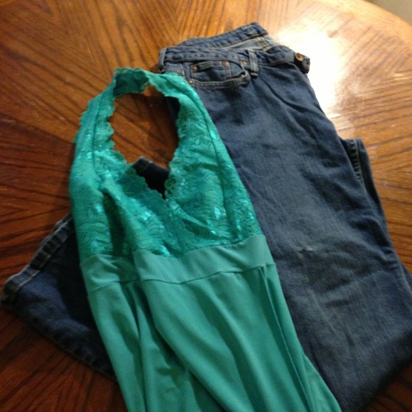 Teal halter & 16L jeans for rnblack2013