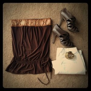Brown embellished top