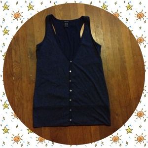 Blue button up tank/vest.