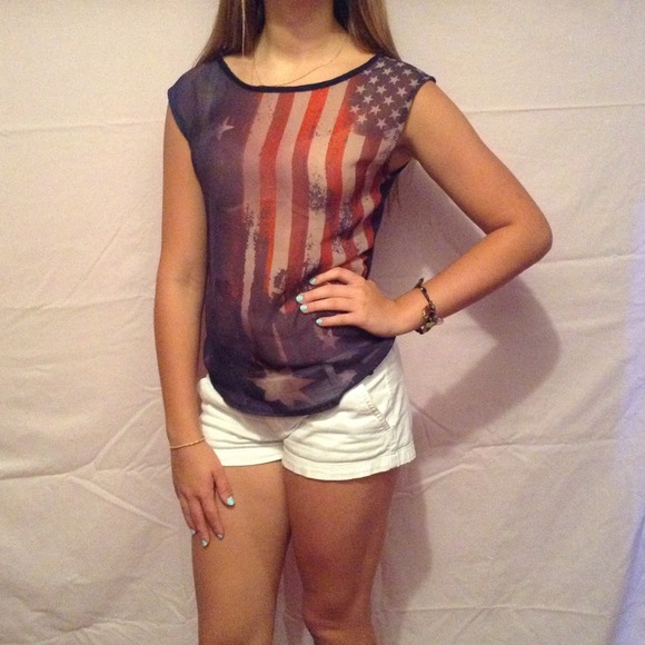 Sheer American flag inspired top