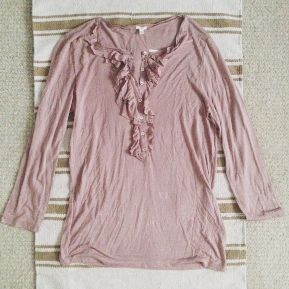 SOLD J. Crew Dusty Rose Ruffle Soft Jersey Tee