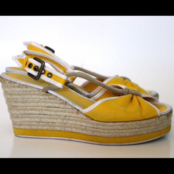 NW Light Mustard Yellow Slingback Wedge Sandal - Picture 2 of 4