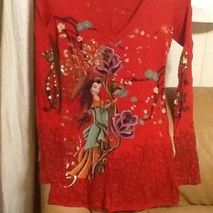 Ed Hardy Red Long Sleeve T Shirt.  REDUCED!!!!