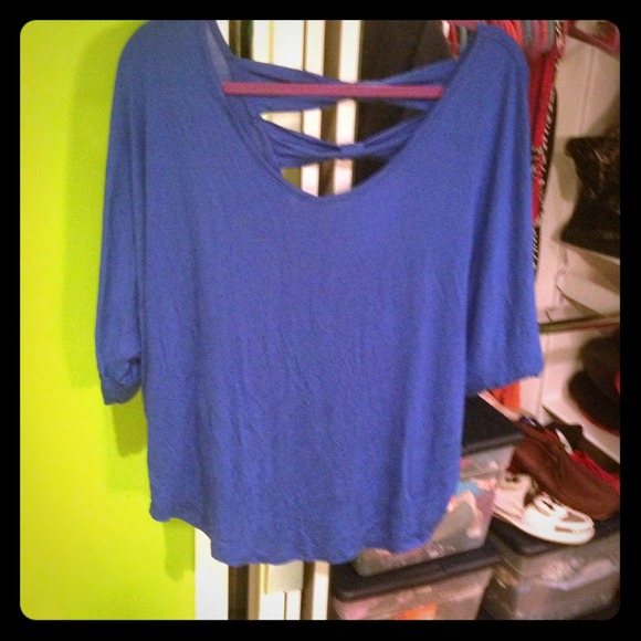 Royal blue top w/ three quarter sleeves