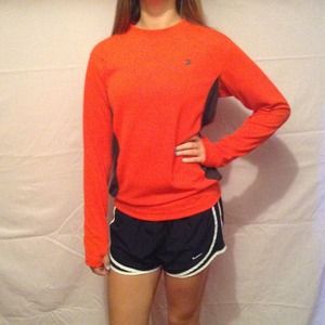 FILA red-orange long sleeve sports top