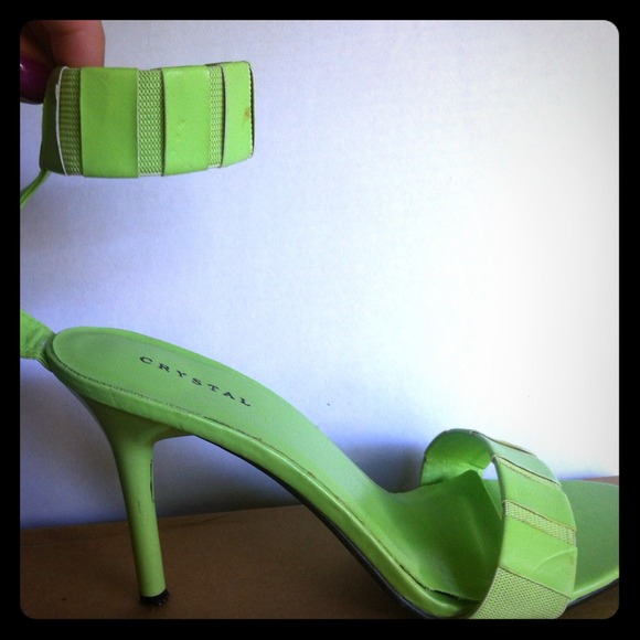**sold** Lime green delicate sandals heels.