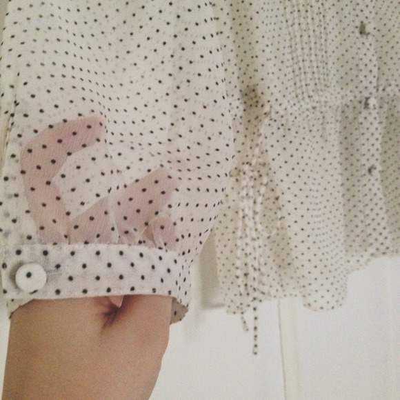 SOLD - Loft Sheer Polkadot Blouse - Picture 3 of 4